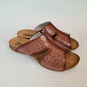 Propet Fionna Leather Cork Laser Cut Slides Sandal Womens Brown Size‎ 11 Comfort